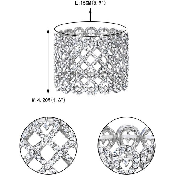 Art Deco Love Knot Stretch Bridal Bracelet - Stunning Austrian Crystal Design - Picture 6 of 7